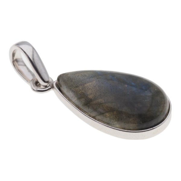 Labradoryt i srebro rodowane - zawieszka łza