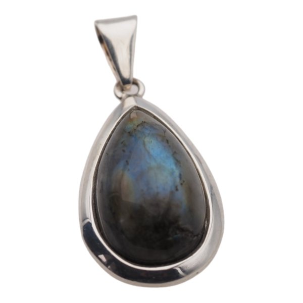Labradoryt i srebro - zawieszka łza