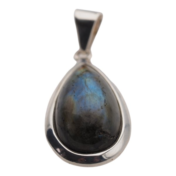 Labradoryt i srebro - zawieszka łza