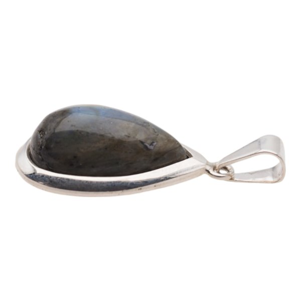 Labradoryt i srebro - zawieszka łza