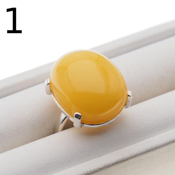 Mleczny Bursztyn i srebro - pierścionek z regulacją (różne kamienie do wyboru) 