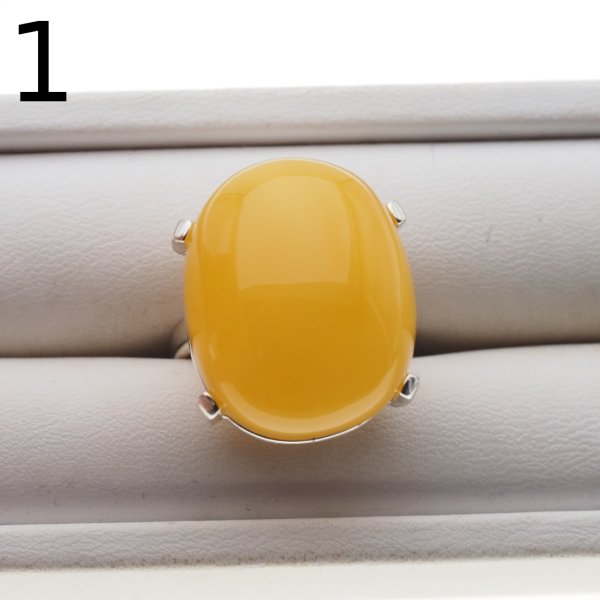 Mleczny Bursztyn i srebro - pierścionek z regulacją (różne kamienie do wyboru) 