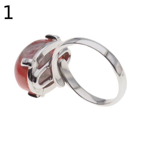 Rodochrozyt w srebrze rodowanym - pierścionek (Rozmiar Jubilerski 13)