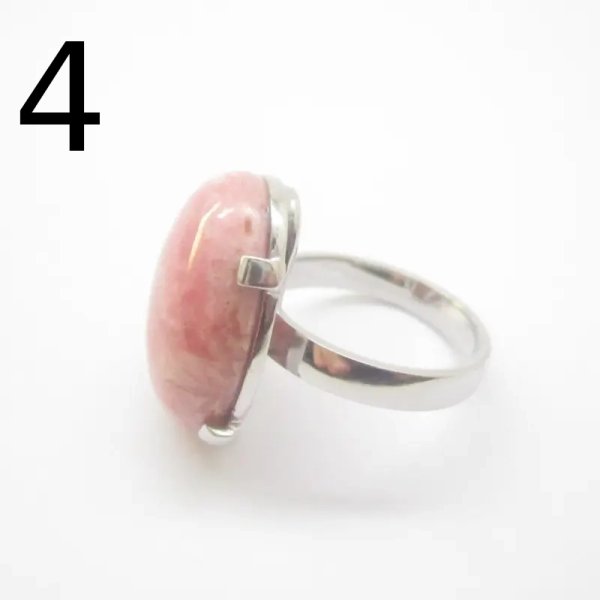 Rodochrozyt w srebrze rodowanym - pierścionek (Rozmiar Jubilerski 13)