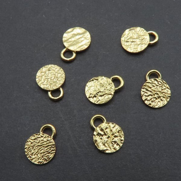 Srebro Ag Złocone - zawieszka blaszka młotkowana 6mm