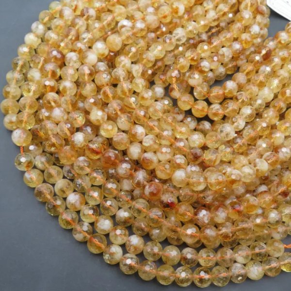 Cytryn (Lemon) fasetowana kulka 10mm (sznur)