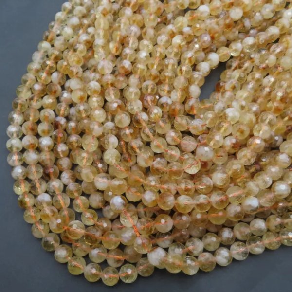 Cytryn (Lemon) fasetowany kulka 8 mm (sznur)