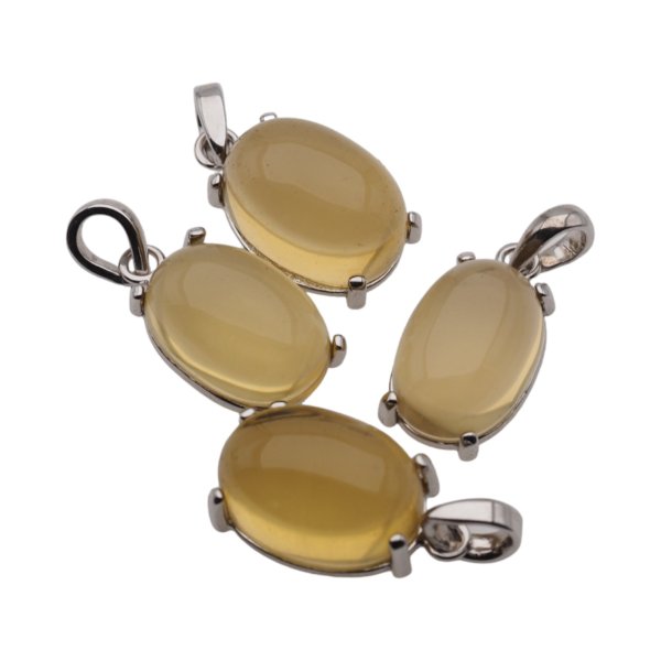 Cytryn (Lemon) i srebro rodowane - wisiorek owal