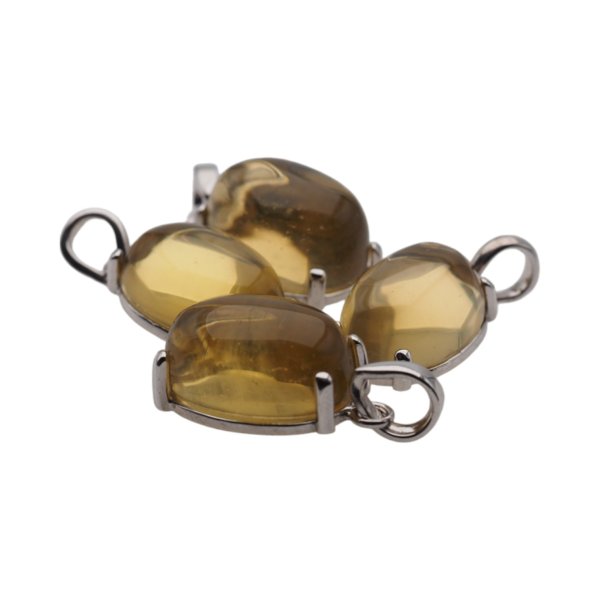 Cytryn (Lemon) i srebro rodowane - wisiorek owal