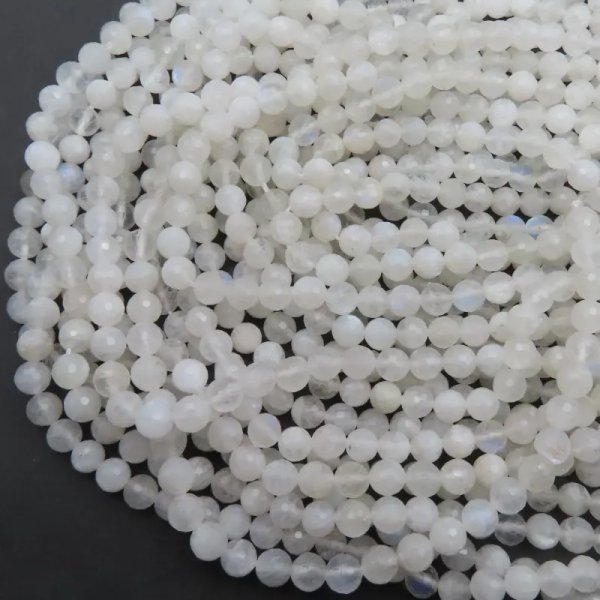 Kamień Księżycowy kulka fasetowana 6-6,5 mm (sznur) wysoka jakość