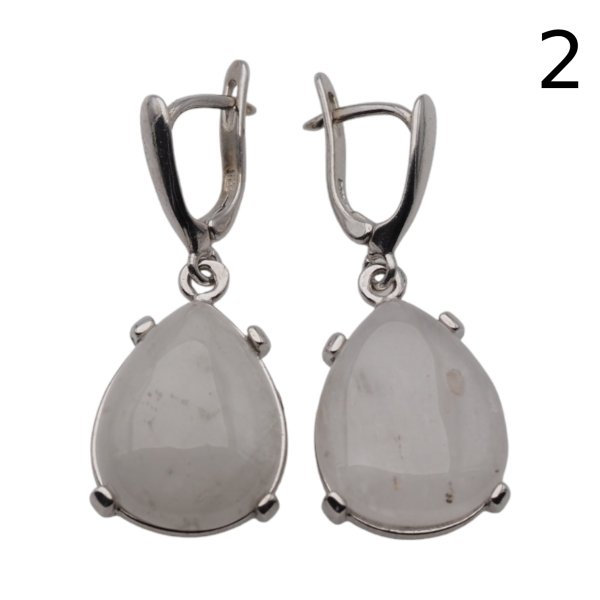 Morganit i srebro rodowane - kolczyki łzy (para)