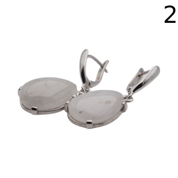 Morganit i srebro rodowane - kolczyki łzy (para)