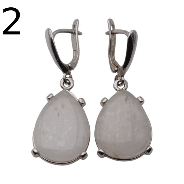 Morganit i srebro rodowane - kolczyki łzy (para)