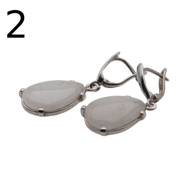 Morganit i srebro rodowane - kolczyki łzy (para)