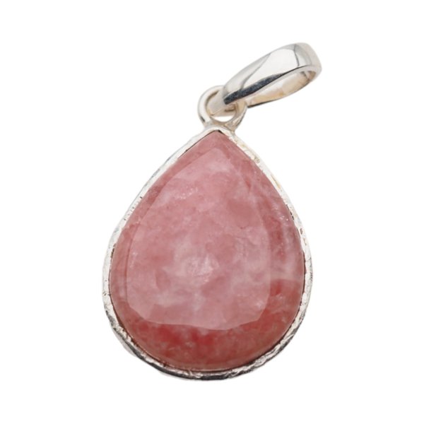 Rodochrozyt i srebro młotkowane - zawieszka łza (sztuka)