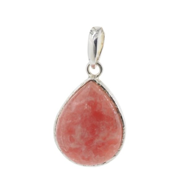 Rodochrozyt i srebro młotkowane - zawieszka łza (sztuka)