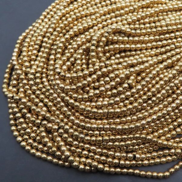 Hematyt złoty Au 4mm kulki (sznur)