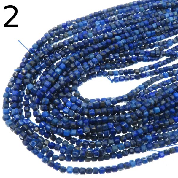 Lapis Lazuli fasetowana kostka 3 mm (sznur) (różne rodzaje)