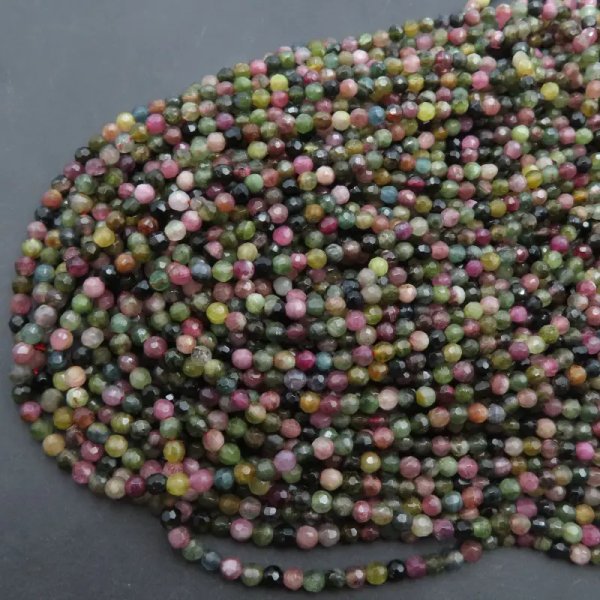 Turmalin Kolorowy fasetowany - kulki 3,7 mm (sznur)