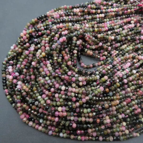 Turmalin kolorowy fasetowany oponki 4x3mm (sznurek)