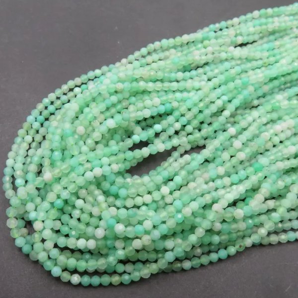 Chryzopraz fasetowane kulki 2,5 mm (sznur)