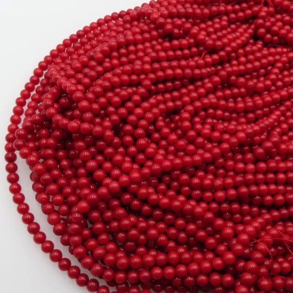 Koral czerwony kulka 5 mm (sznur)