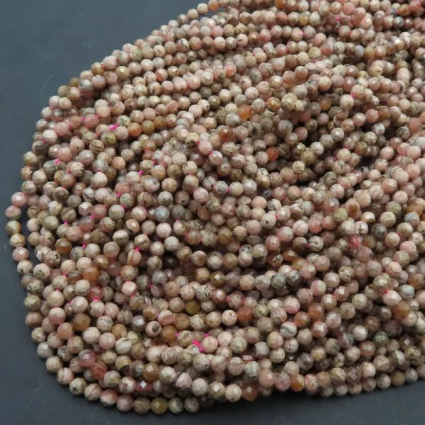 Rodochrozyt fasetowany - kulki 4 mm (sznur)