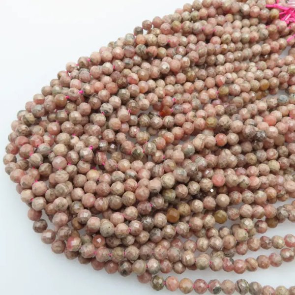Rodochrozyt fasetowany - kulki 6 mm (sznur)