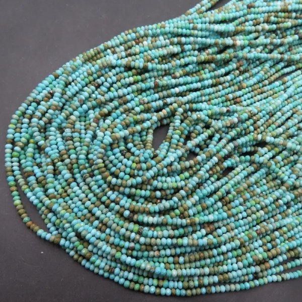 Turkus fasetowane oponki 2x1 mm (sznur)