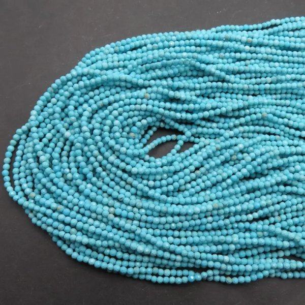 Turkus (howlit) kulka fasetowana 2mm - niebieski (sznur)