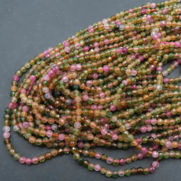 Turmalin Kolorowy fasetowany - kulki 3,7 mm (sznur) wysoka jakość