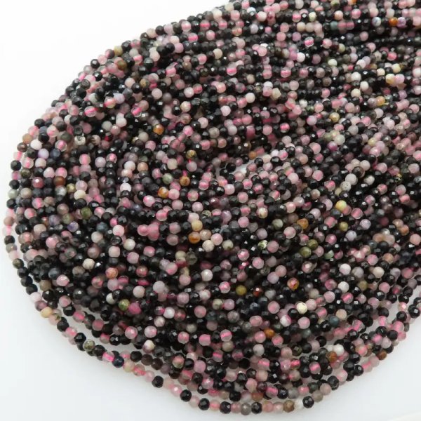Turmalin kolorowy fasetowany kulki 3 mm (sznur)