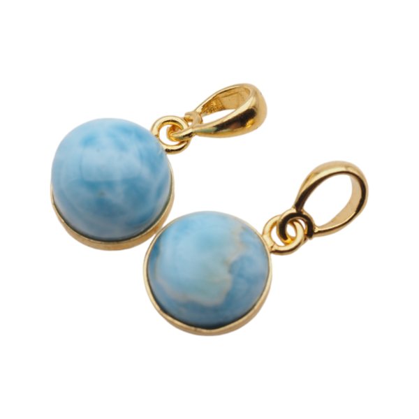 Larimar i srebro złocone - wisiorek okrągły