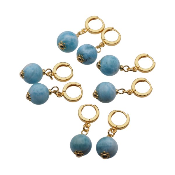 LARIMAR w srebrze złoconym - kolczyki kulki