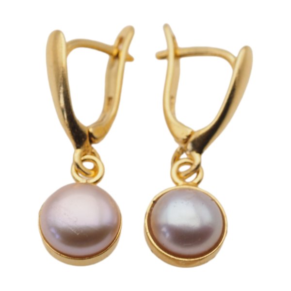 Perły różowe w srebrze złoconym - kolczyki