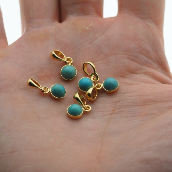 Turkus i srebro złocone - zawieszka koło