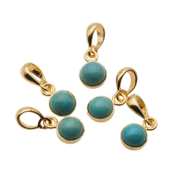 Turkus i srebro złocone - zawieszka koło