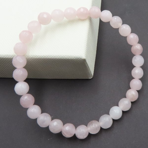 Bransoletka Kwarc Różowy fasetowany - 18cm 