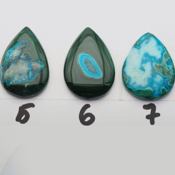 Malachit z Turkusem 31-37x22-26 mm łza (różne kamienie do wyboru)
