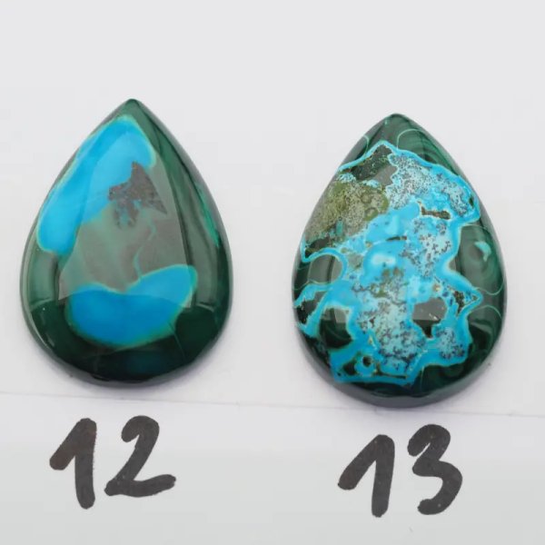 Malachit z Turkusem 31-37x22-26 mm łza (różne kamienie do wyboru)