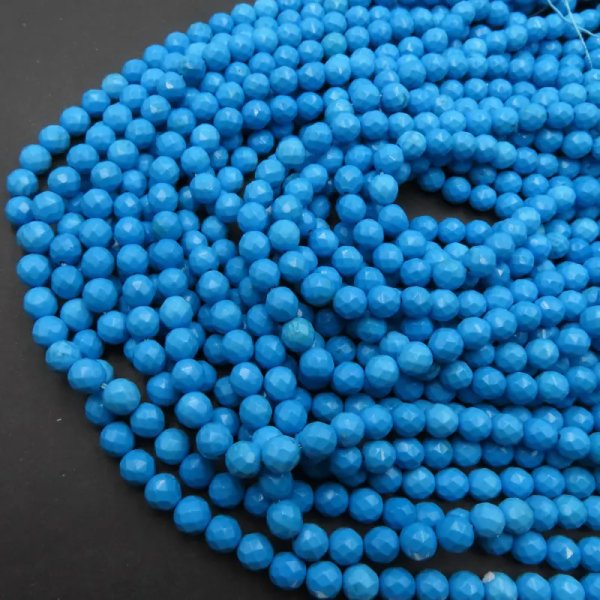 Turkus (howlit) Fasetowany niebieski kulka 6 mm (sznur)