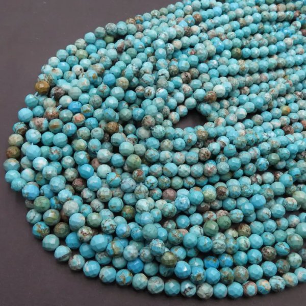 Turkus (howlit) Fasetowany niebieski naturalny kulka 6mm (sznur)