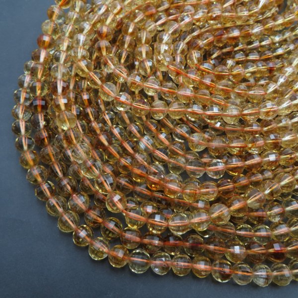 Cytryn (Lemon) fasetowany kulka 7 mm (sznur) wysoka jakość