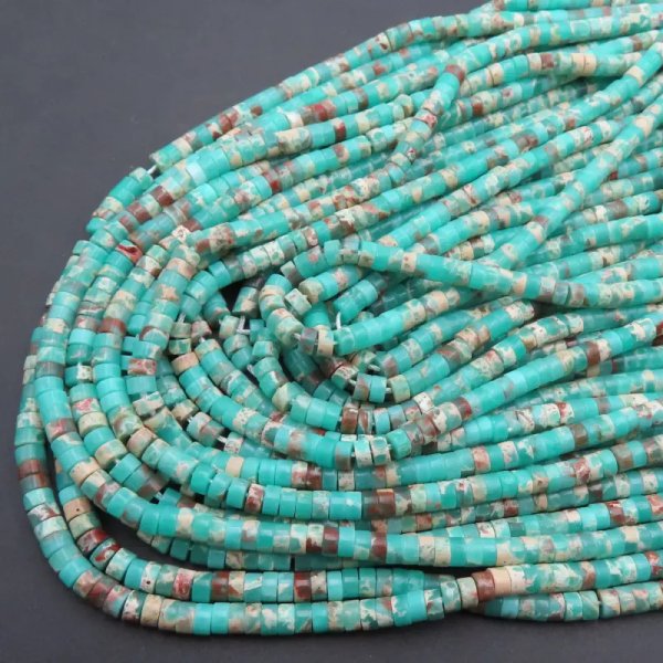 Jaspis cesarski zielony walce 4×2 mm (sznur)