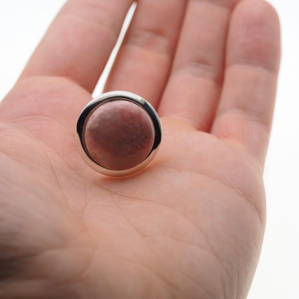 Rodochrozyt i srebro - pierścionek okrągły (rozmiar od 13 do 17)