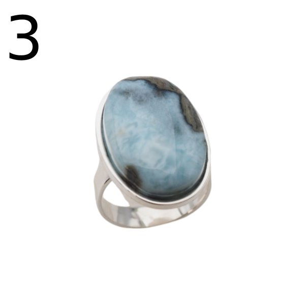 Larimar i srebro - regulowany pierścionek owalny - (różne warianty)