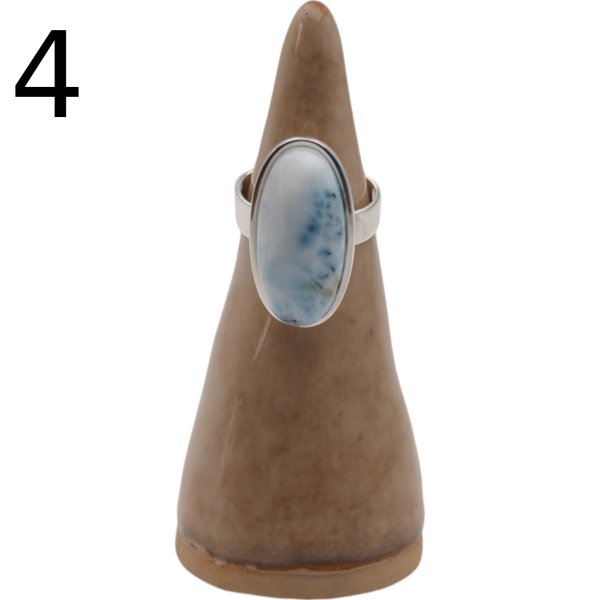 Larimar i srebro - regulowany pierścionek owalny - (różne warianty)