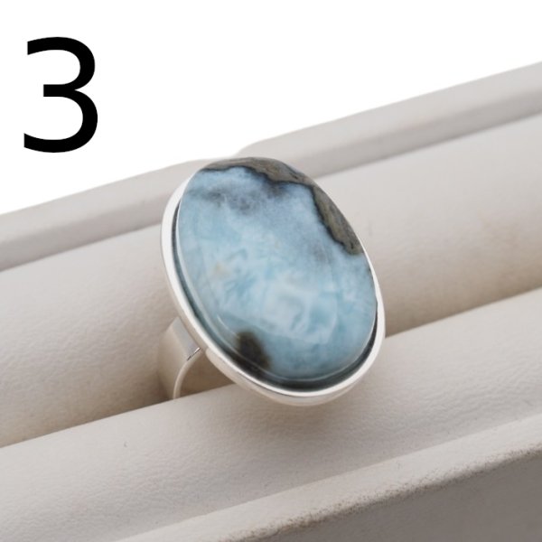 Larimar i srebro - regulowany pierścionek owalny - (różne warianty)