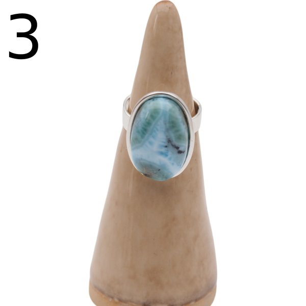 Larimar i srebro - regulowany pierścionek owalny - (różne warianty)