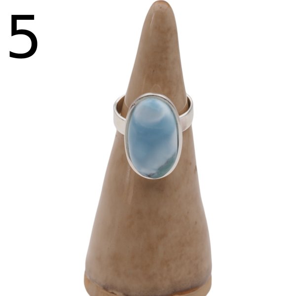 Larimar i srebro - regulowany pierścionek owalny - (różne warianty)
